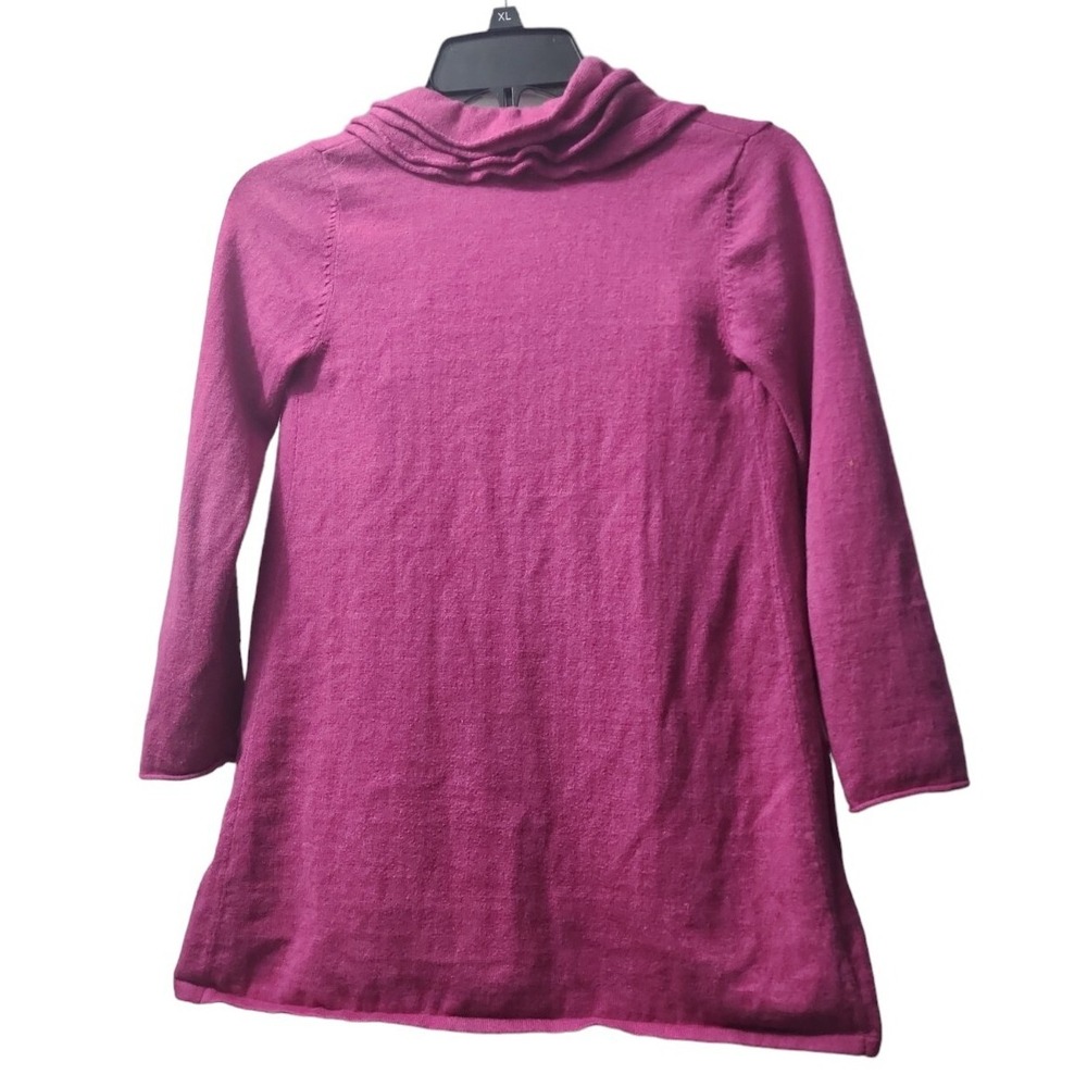 Garnet Hill Ruffle Open Front Cardigan Sweater‎ Pockets Raspberry Pink L - Picture 2 of 6